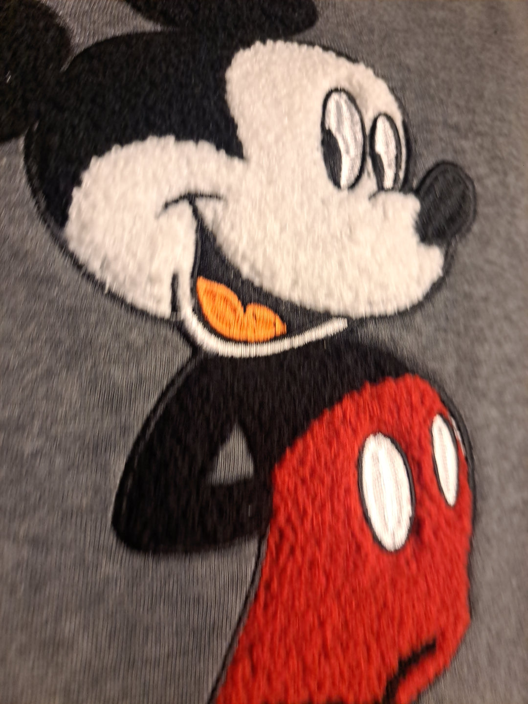 Disney Chenille Patch Print Mickey Character Super Soft Sweatshirt Size L Gray
