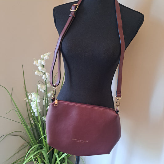 MARC New York Andrew Marc Burgundy Faux Leather adjustable strap handbag