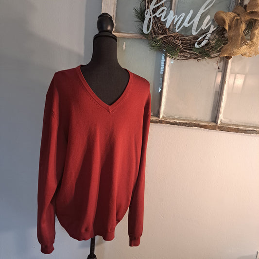 Men's 346 Brooks Brothers Stretch red merino wool v-neck sweater XL